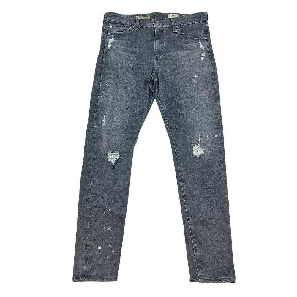 Adriano Goldschmied Womens Farrah Skinny Crop Jeans Gray Paint Splatter 30 Waist